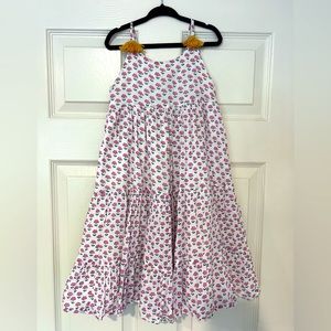 Mini Boden Sundress with tassels, little pink flowers, size 5/6